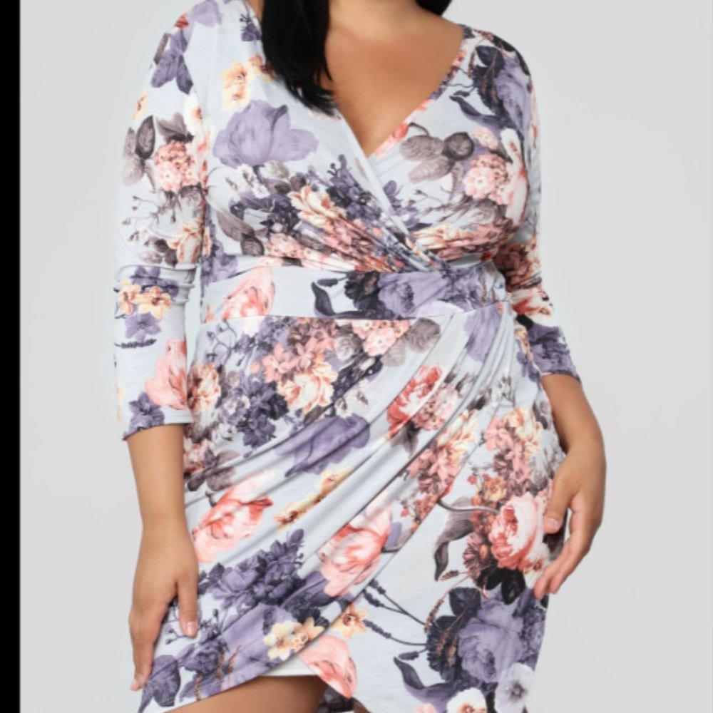 Fashion Nova Take It Slow Floral Dress 2X